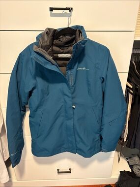 Eddie Bauer Teal Shell Jacket with Quilted Inner Lining